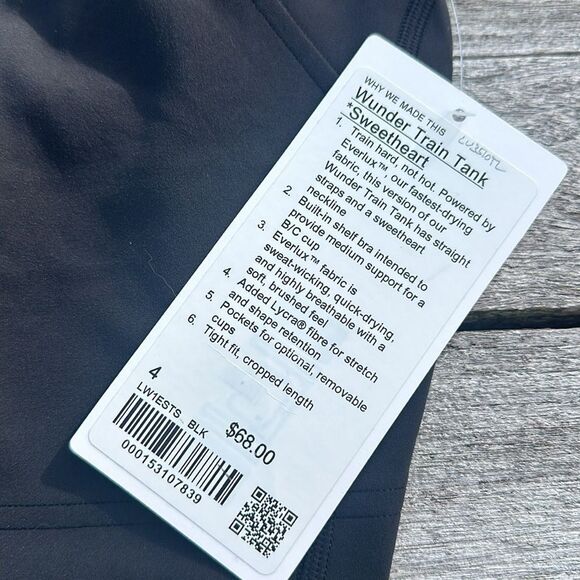 Lululemon Wunder Train Sweetheart Tank Top B/C Cup size 4 NWT‎ BLACK - Picture 3 of 8